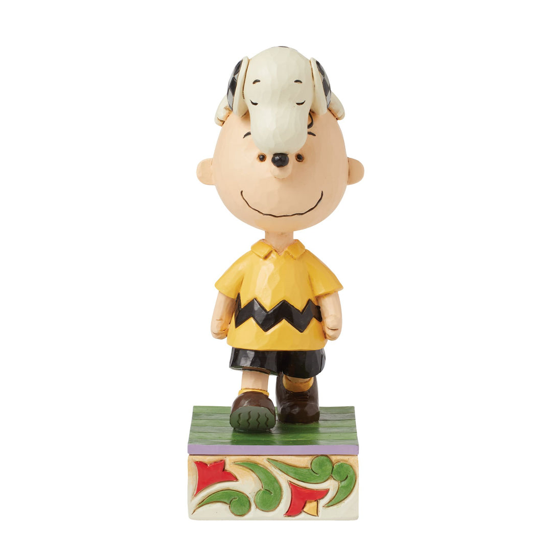 Head Honcho (Snoopy on Charlie Brown's Head Figurine) - Peanuts by Jim Shore