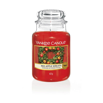 Red Apple Wreath Original Large Jar by Yankee Candle - Enesco Gift Shop