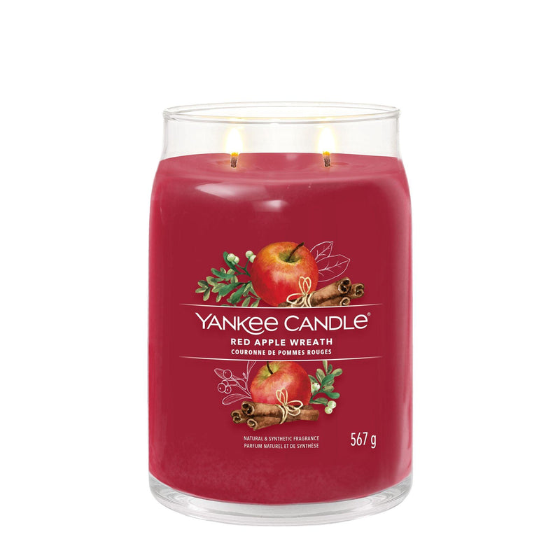 Red Apple Wreath Signature Large Jar by Yankee Candle - Enesco Gift Shop