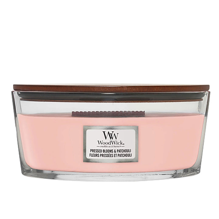Pressed Blooms &amp; Patchouli Ellipse Wood Wick Candle