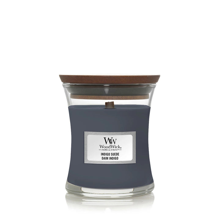 Indigo Suede Mini Hourglass Wood Wick Candle