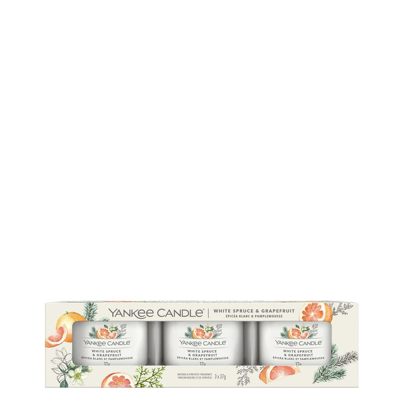White Spruce & Grapefruit 3 Pack Filled Votive by Yankee Candle - Enesco Gift Shop