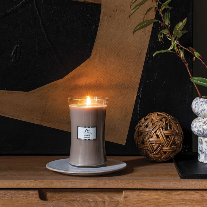 Cashmere Large Hourglass Wood Wick Candle
