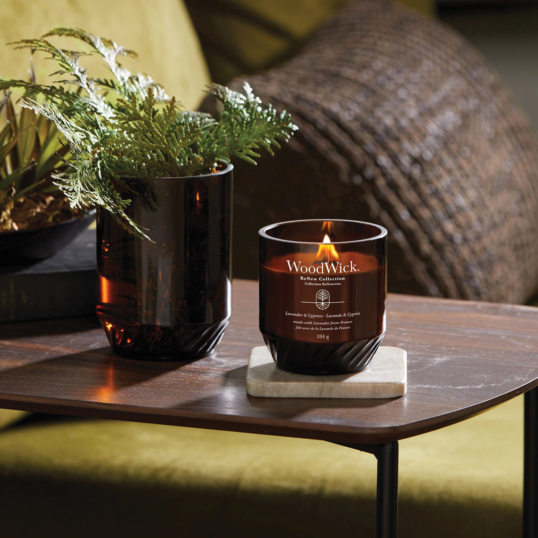 Lavender & Cypress Renew Medium Candle by WoodWick