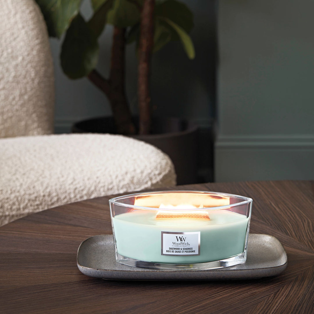 Sagewood & Seagrass Ellipse Wood Wick Candle