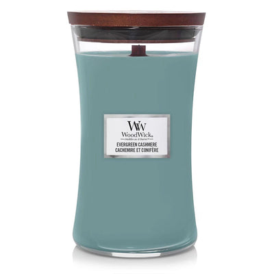 Evergreen Cashmere Large Hour Glass Wood Wick Candle - Enesco Gift Shop