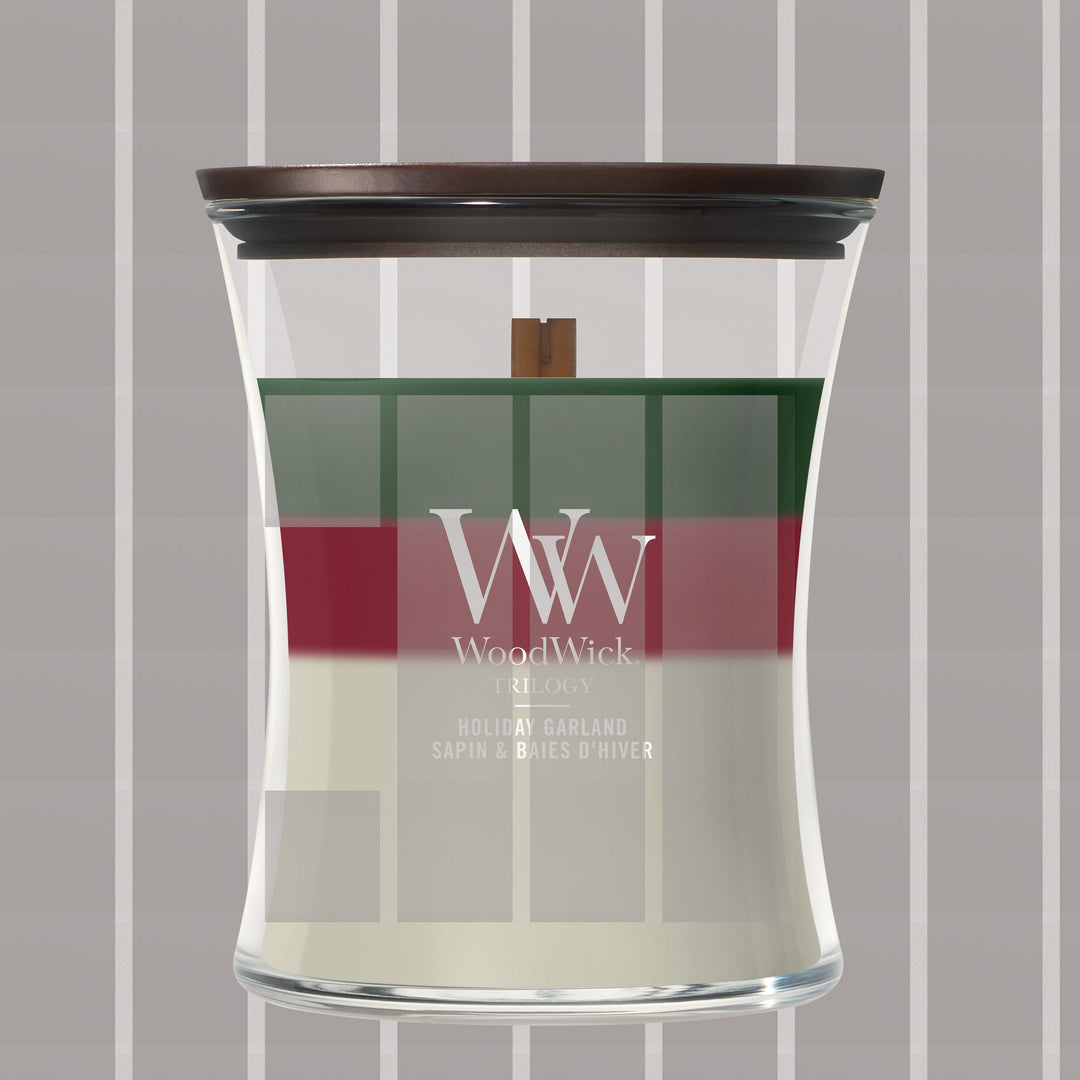 Holiday Garland Trilogy Medium Hourglass Candle by WoodWick