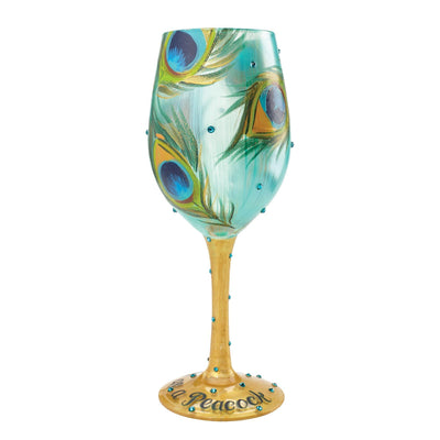 Pretty As A Peacock Wine Glass by Lolita - Enesco Gift Shop