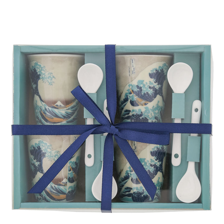Hokusai 4 Cups & Spoon Set by Arty