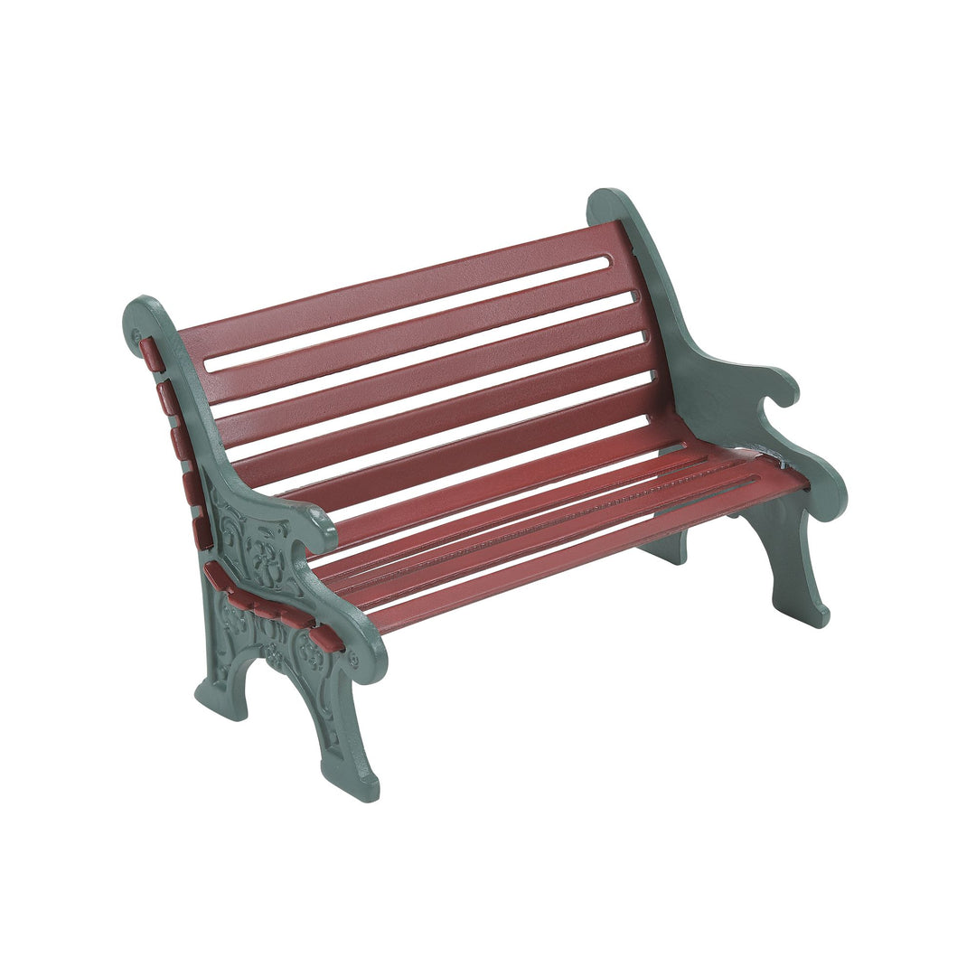 Red Wrought Iron Park Bench Accessory by Department 56