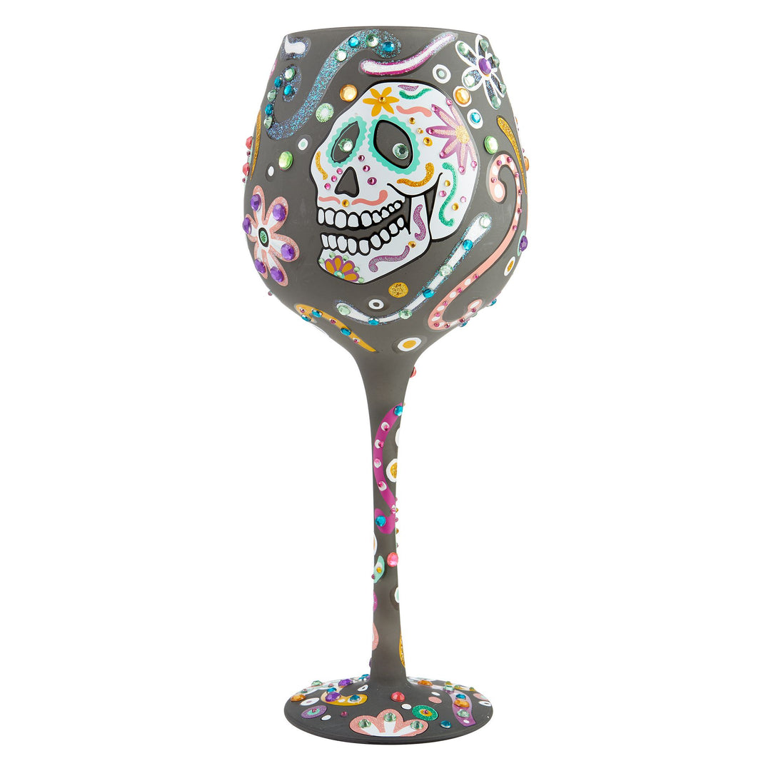 Superbling Sugar Skulls Wine Glass by Lolita