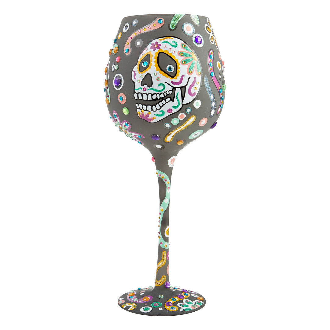 Superbling Sugar Skulls Wine Glass by Lolita