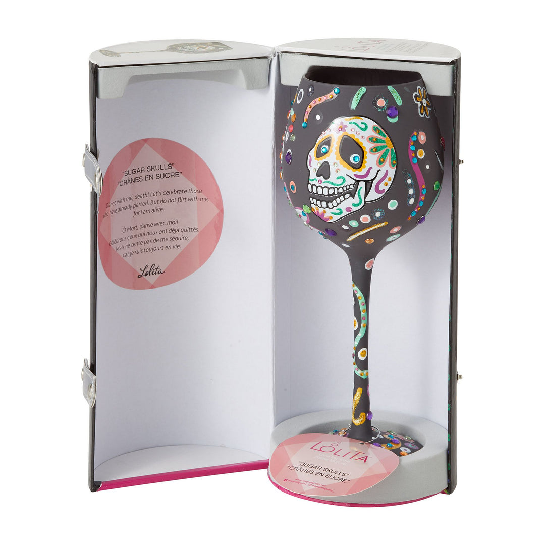 Superbling Sugar Skulls Wine Glass by Lolita