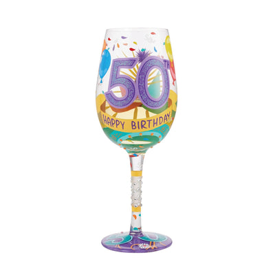 Happy 50th Birthday Wine Glass by Lolita - Enesco Gift Shop