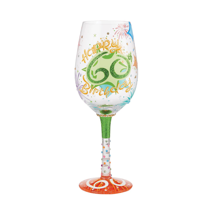 Happy 60th Birthday Wine Glass by Lolita