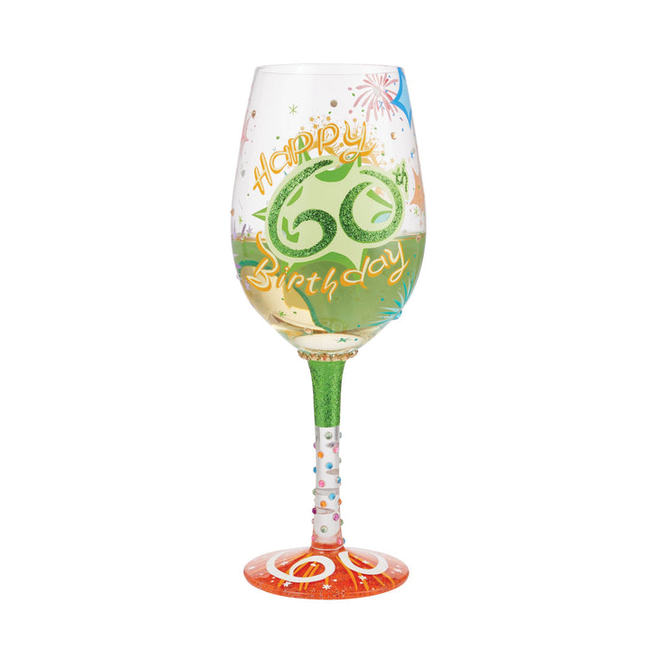 Happy 60th Birthday Wine Glass by Lolita