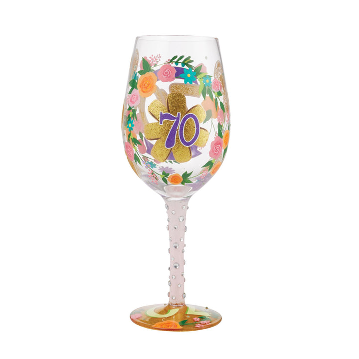 Happy 70th Birthday Wine Glass by Lolita