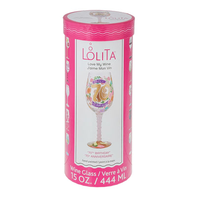 Happy 70th Birthday Wine Glass by Lolita - Enesco Gift Shop