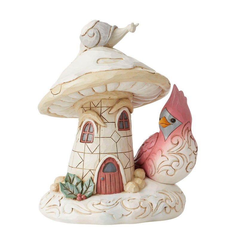 Woodland Mushroom House with Cardinal Figurine - Heartwood Creek by Jim Shore - Enesco Gift Shop