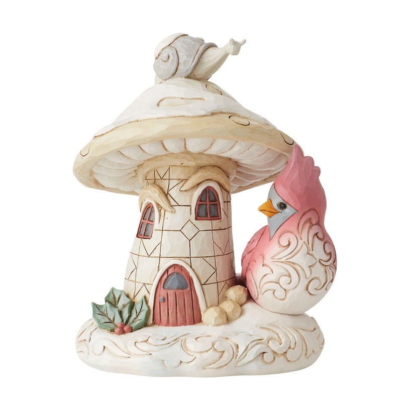 Woodland Mushroom House with Cardinal Figurine - Heartwood Creek by Jim Shore - Enesco Gift Shop