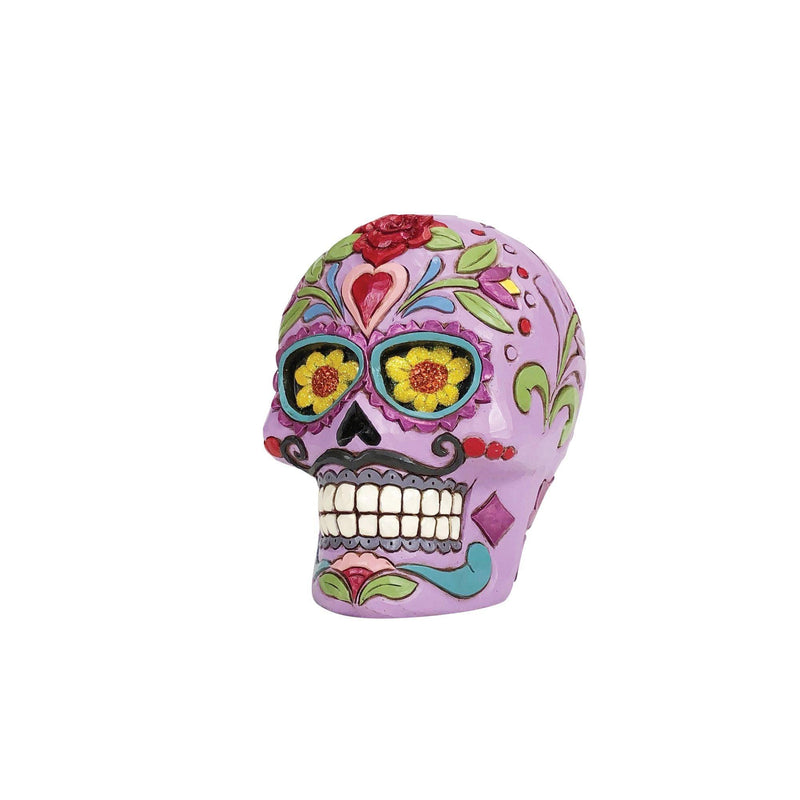 DOD Purple Skull Pint Colourful Calavera Figurine - Heartwood Creek by Jim Shore - Enesco Gift Shop