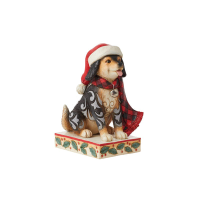 Highland Glen Dog in Santa Hat Figurine - Heartwood Creek by Jim Shore - Enesco Gift Shop