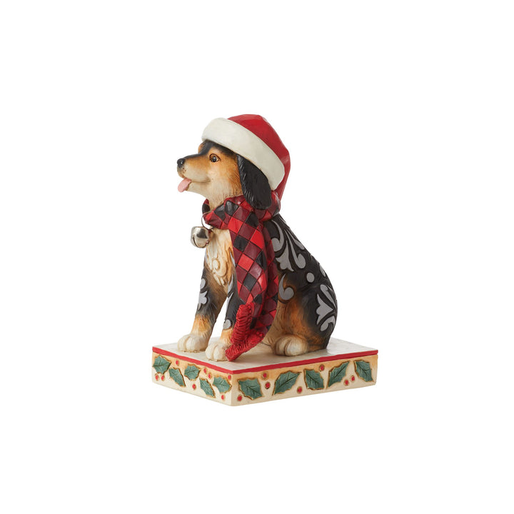 Highland Glen Dog in Santa Hat Figurine - Heartwood Creek by Jim Shore