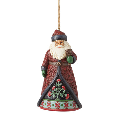 Holiday Manor Santa with Bell Hanging Ornament - Heartwood Creek by Jim Shore - Enesco Gift Shop