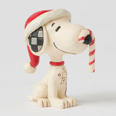 Snoopy Glitter Candy Cane Mini Figurine - Peanuts by Jim Shore - Enesco Gift Shop