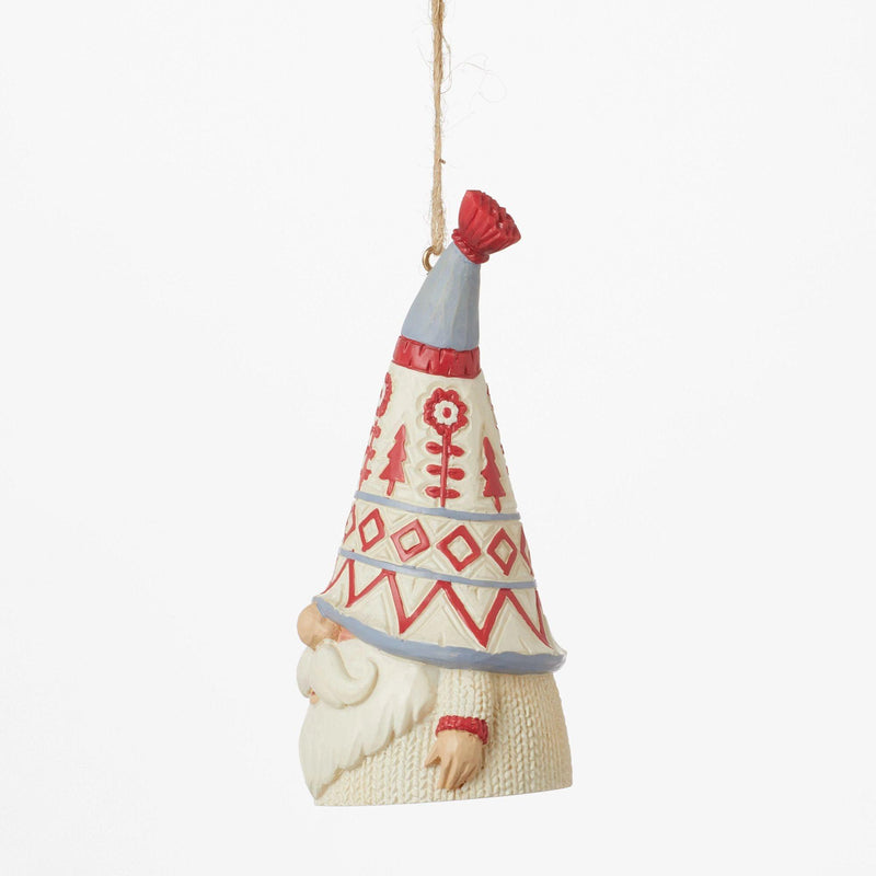 Gnome in White Sweater Hanging Ornament - Heartwood Creek by Jim Shore - Enesco Gift Shop