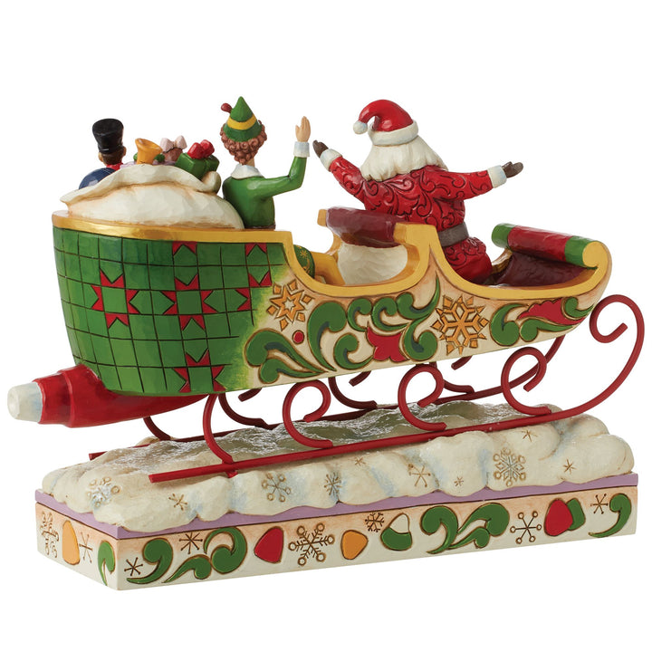 Spreading Christmas Cheer (Buddy and Santa in Sleigh Figurine) - Elf by Jim Shore