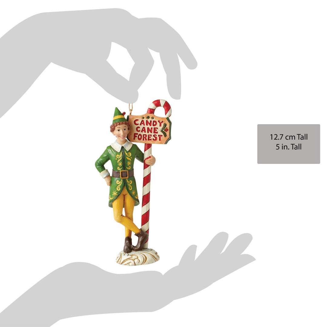 Buddy Elf with Candy Cane Forest Signpost Hanging Ornament - Elf by Jim Shore