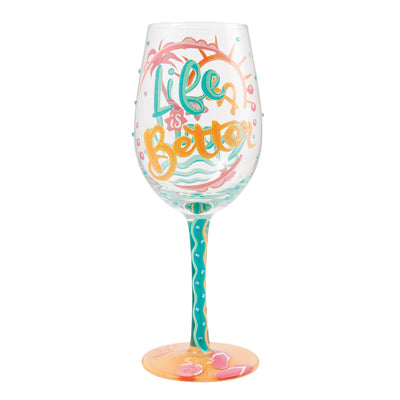 Life At The Beach Wine Glass by Lolita - Enesco Gift Shop