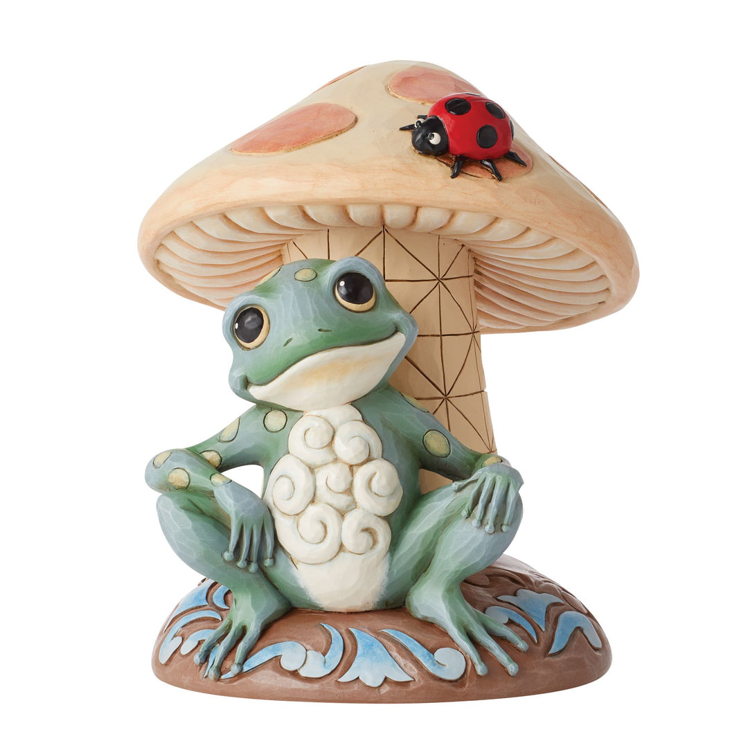 A Frog's Life (Frog Leaning on Mushroom Figurine) - Heartwood Creek by Jim Shore