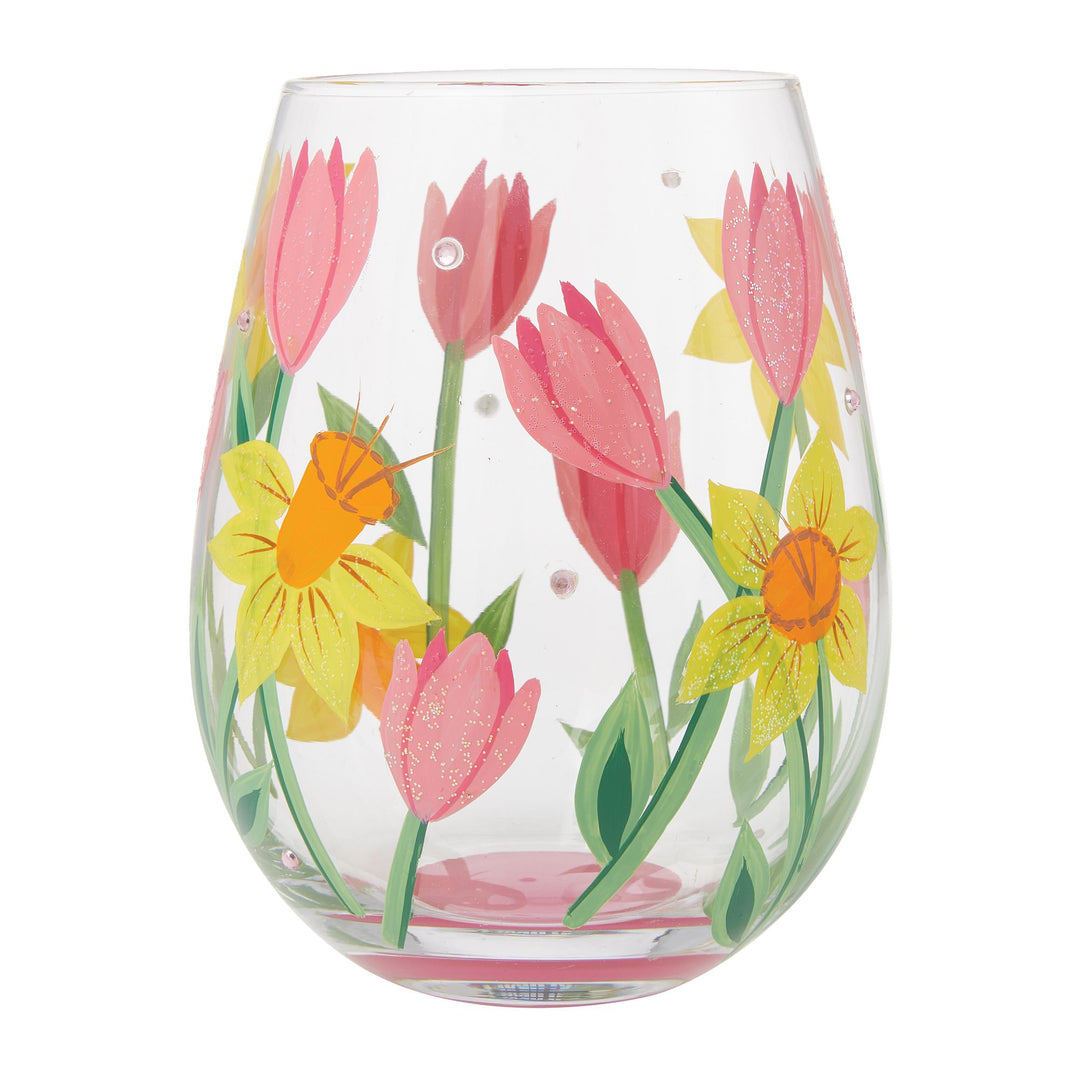 Spring Bloom Stemless Wine Glass by Lolita