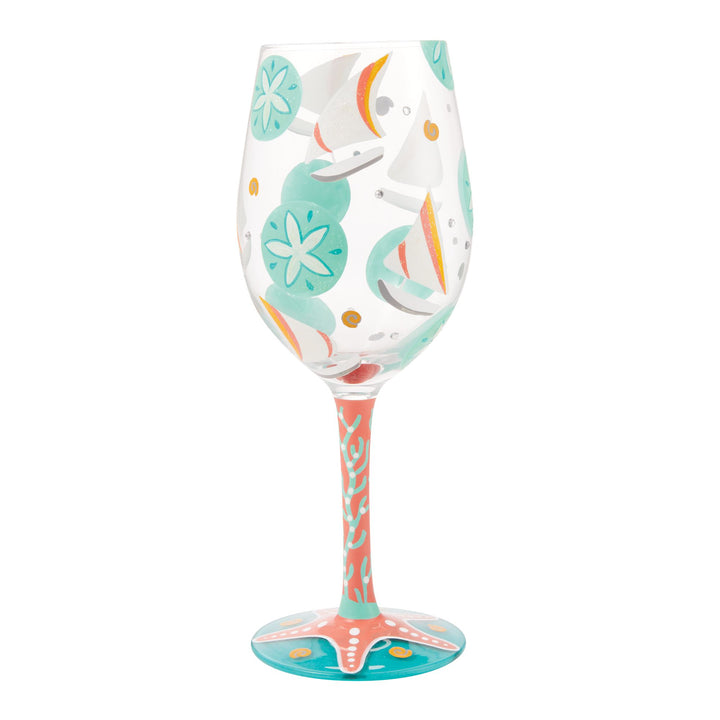 Sailboats and Sand Dollars Wine Glass by Lolita