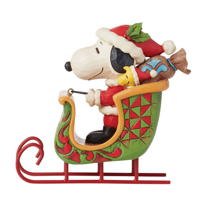 One Dog Open Sleigh (Snoopy & Woodstock in a Sleigh) - Peanuts by Jim Shore
