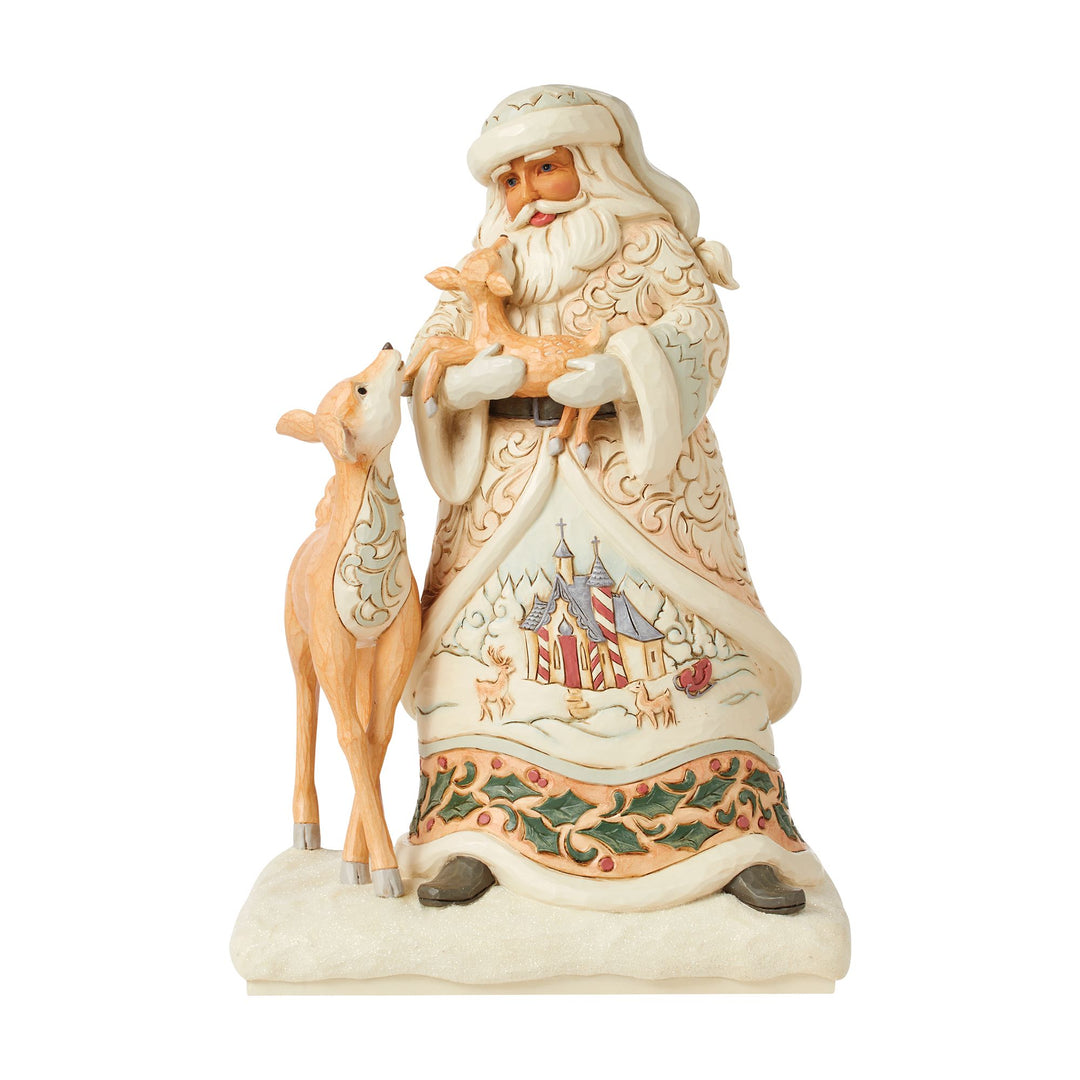 Believe in Kindness (White Woodland Santa with Fawn ad Deer Figurine) - Heartwood Creek by Jim Shore