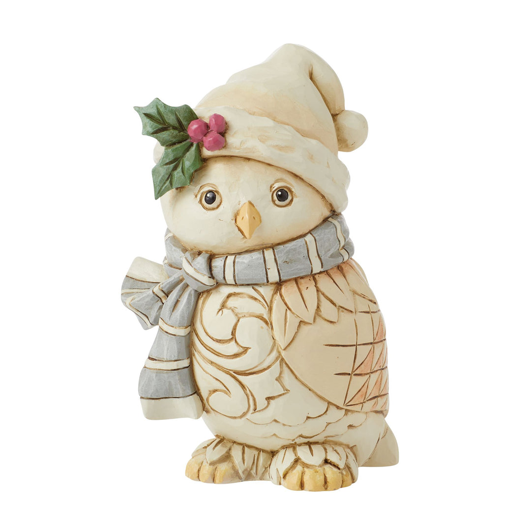 White Woodland Owl with Scarf Figurine - Heartwood Creek by Jim Shore