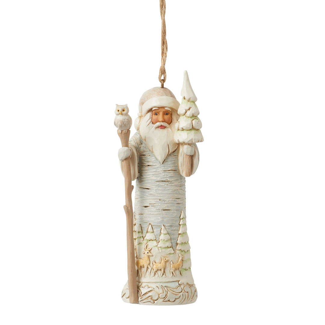 White Woodland Birch Bark Santa Hanging Ornament - Heartwood Creek by Jim Shore