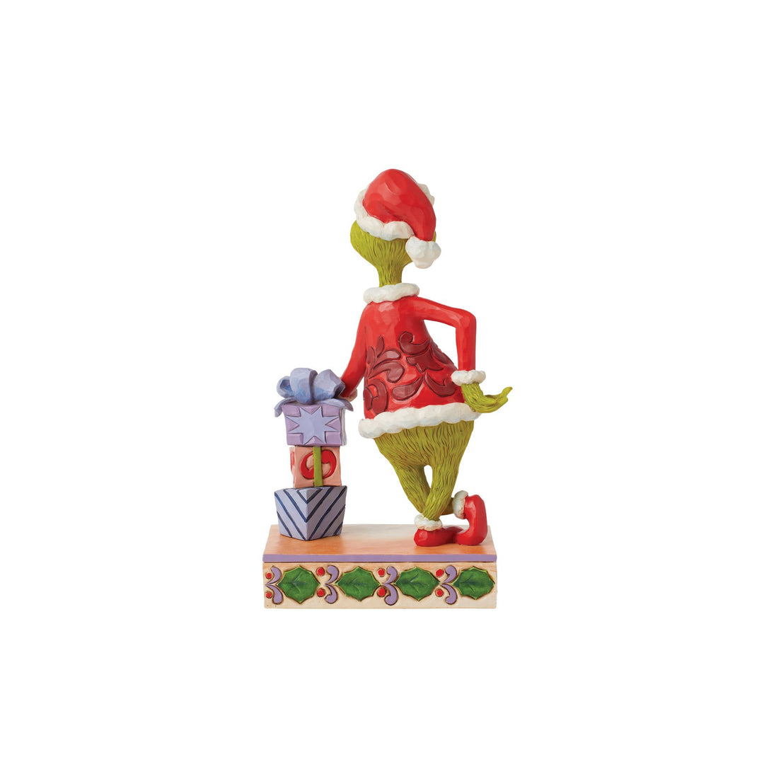 Grinch Leaning on Stacked Gifts Figurine - The Grinch by Jim Shore