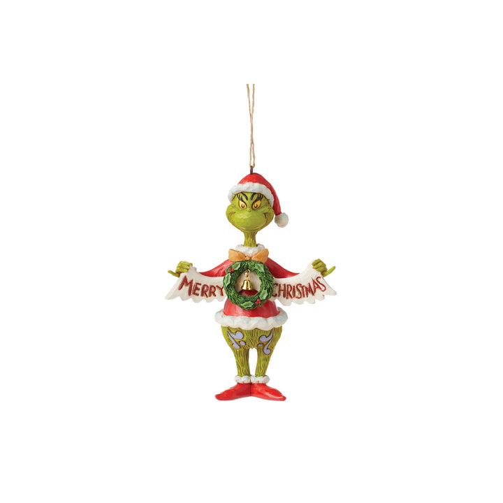 The Grinch with Christmas Banner Hanging Ornament - The Grinch by Jim Shore