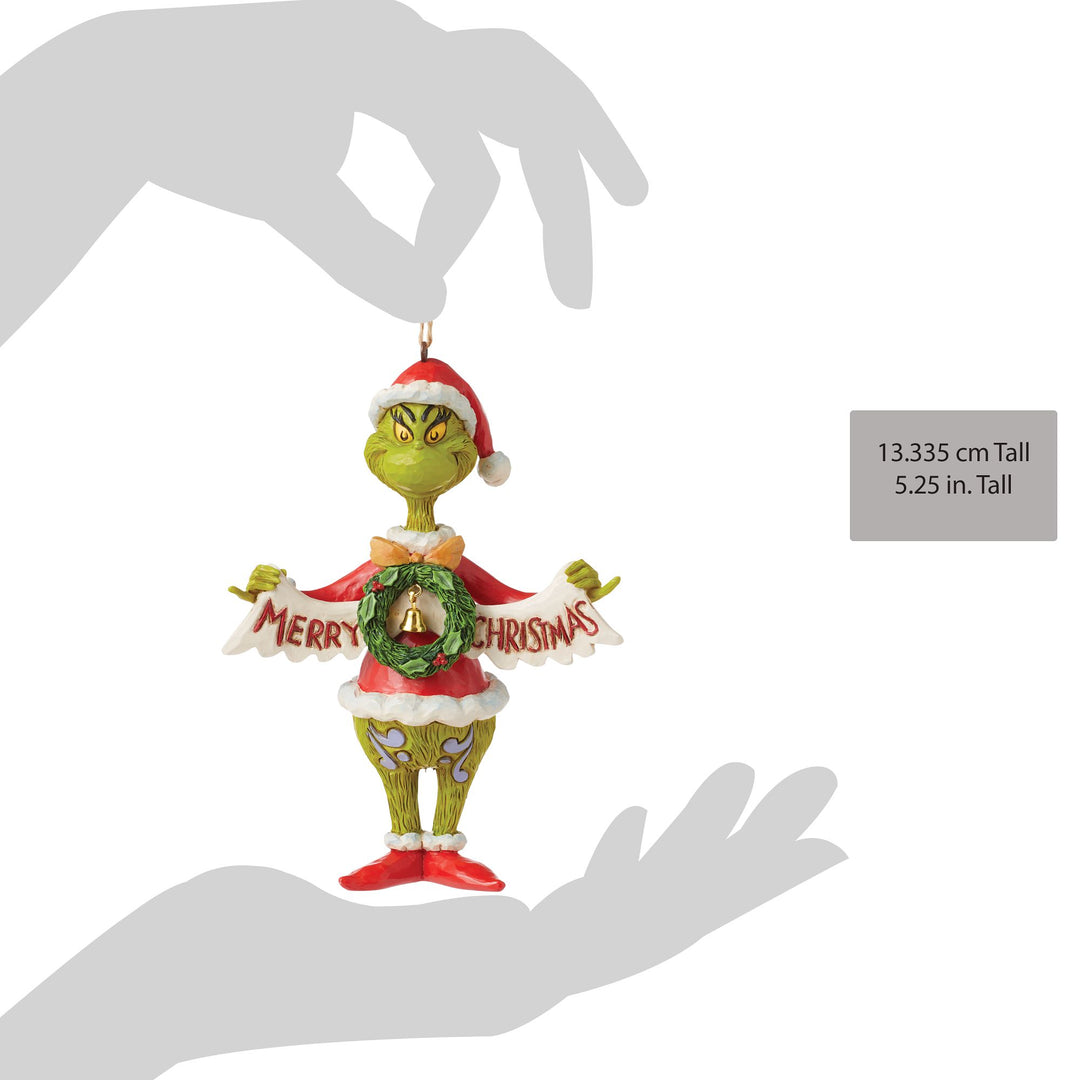 The Grinch with Christmas Banner Hanging Ornament - The Grinch by Jim Shore