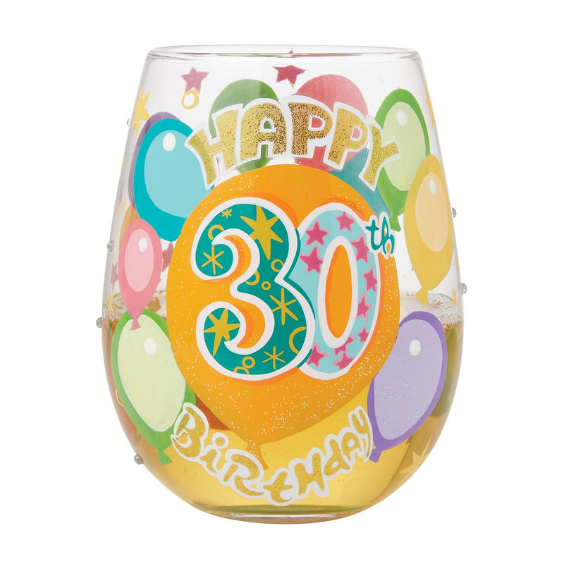 Happy 30th Birthday Stemless Wine Glass by Lolita - Enesco Gift Shop