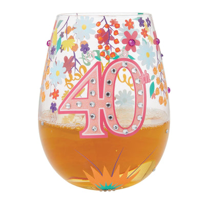 Happy 40th Birthday Stemless Wine Glass by Lolita - Enesco Gift Shop