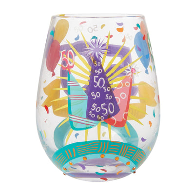 Happy 50th Birthday Stemless Wine Glass by Lolita - Enesco Gift Shop