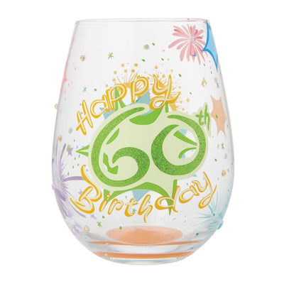 Happy 60th Birthday Stemless Wine Glass by Lolita - Enesco Gift Shop