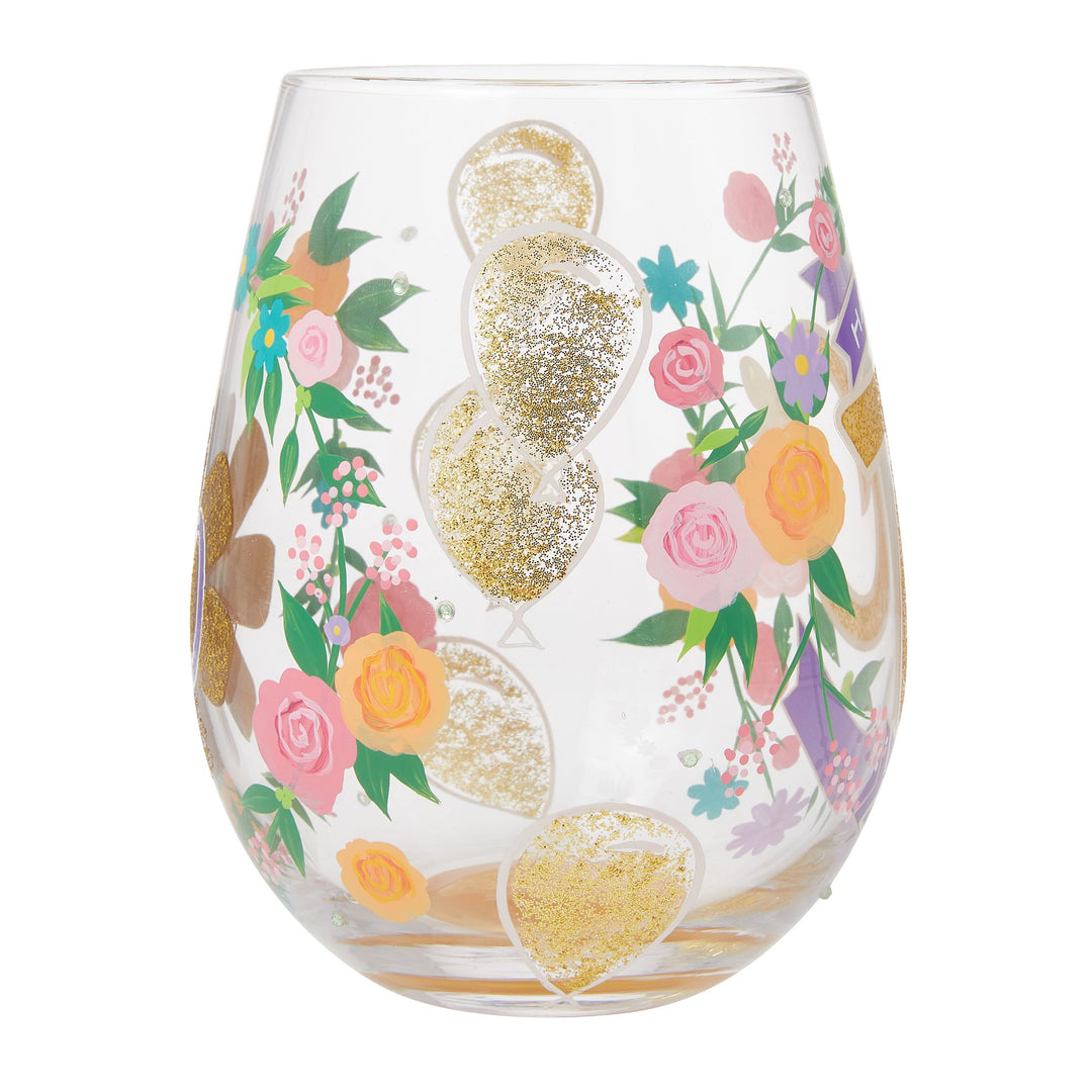 Happy 70th Birthday Stemless Wine Glass by Lolita