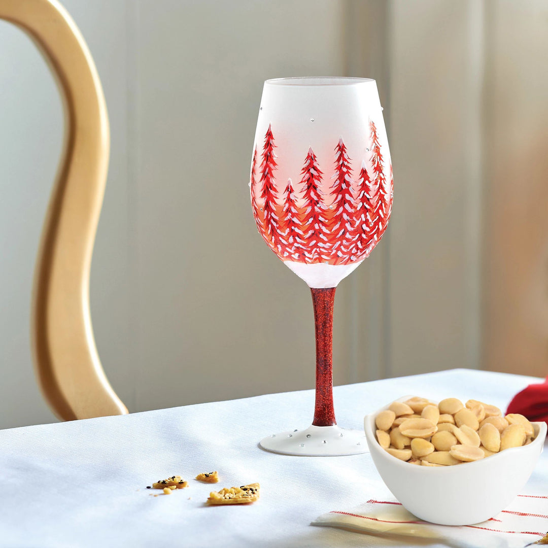 Christmas in Rouge Wine Glass by Lolita