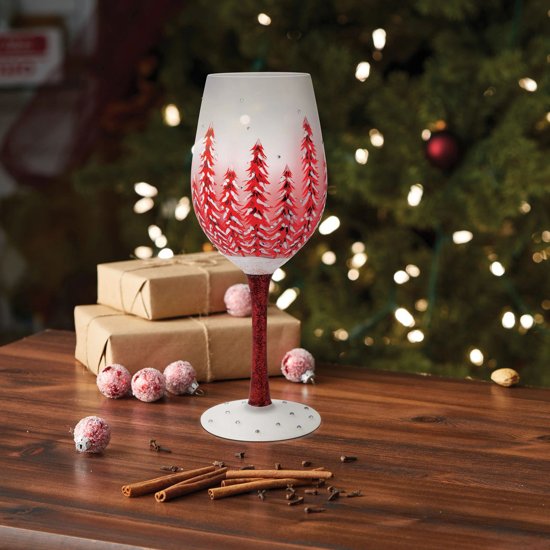 Christmas in Rouge Wine Glass by Lolita